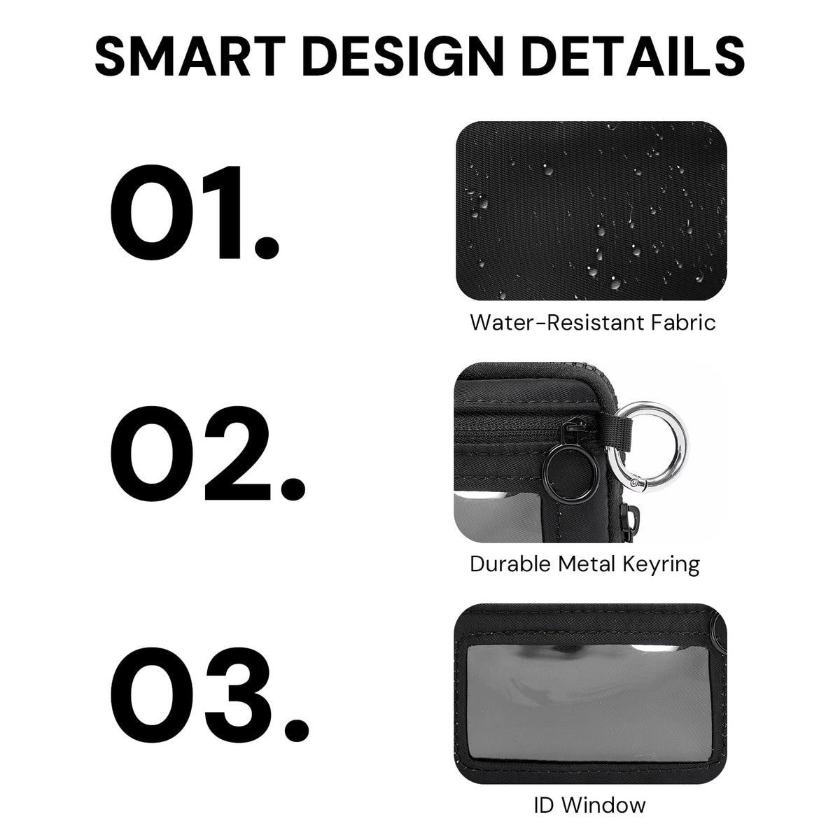 YDF The Iris Wallet for Women Mini Zip Card Case with Clear ID Window Zipper Coin Purse Lightweight Portable Keychain Wallet