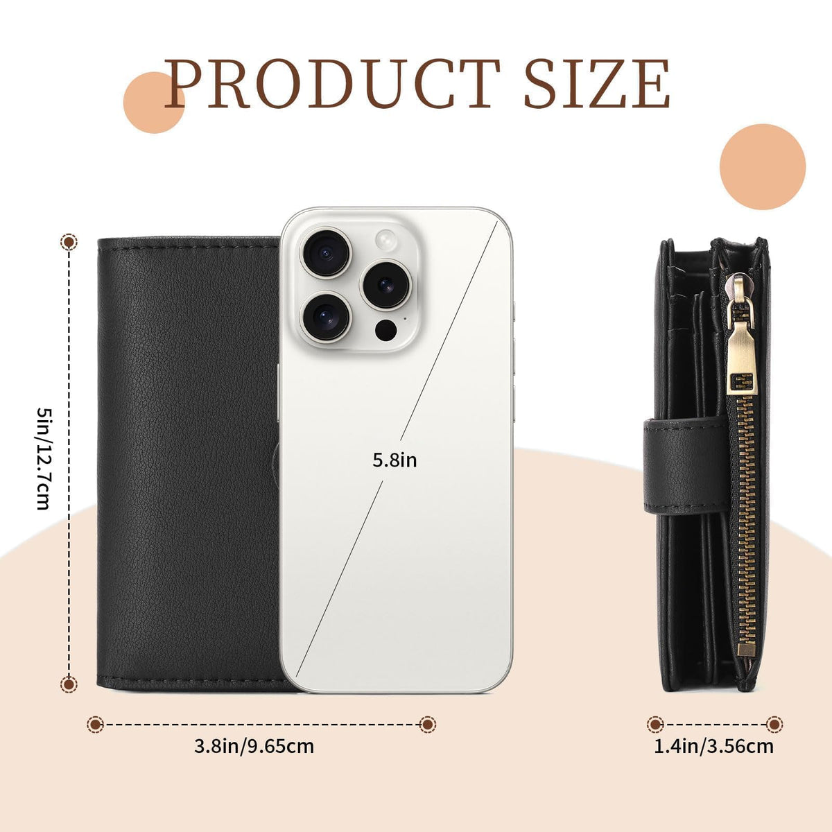 GAEKEAO Small Wallet Women Vegan Leather RFID Blocking Bifold Ladies Compact Card Holder with Zipper Pocket & ID Window