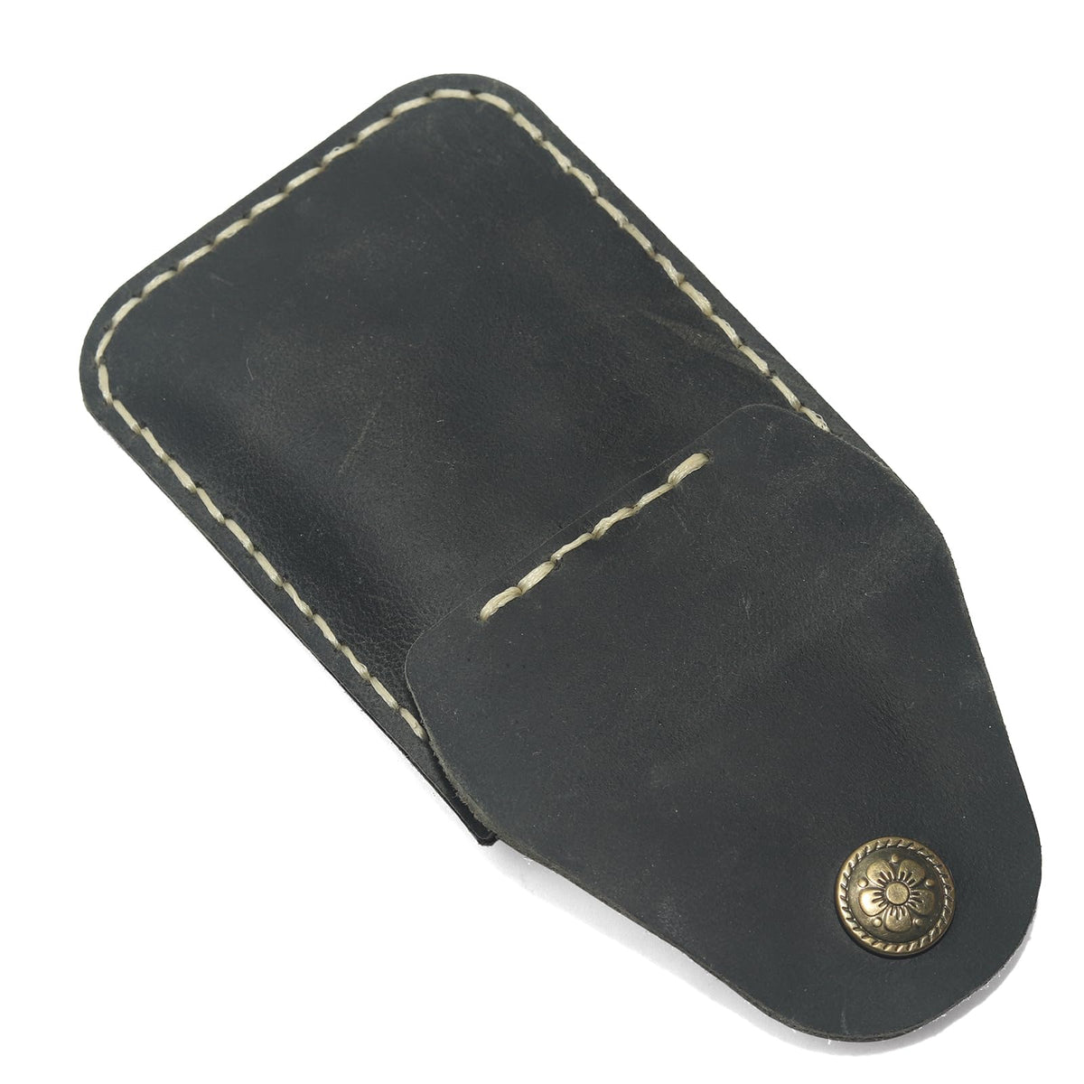 JingRongDa Handmade Men's Slim Genuine Leather Card Holder with Secure Closure Design Front Pocket Design Card Case for Everyday Carry (Black)