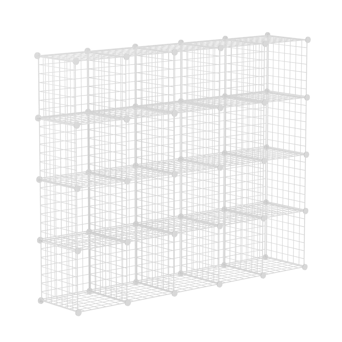 HUBSON Wire Cube Storage Organizer, Book/Toy/Craft/Potted Plants and petCloset Organizers and Storage Shelves, 20-Cube Freely Combinable Metal Grids Storage Shelf, White Iron