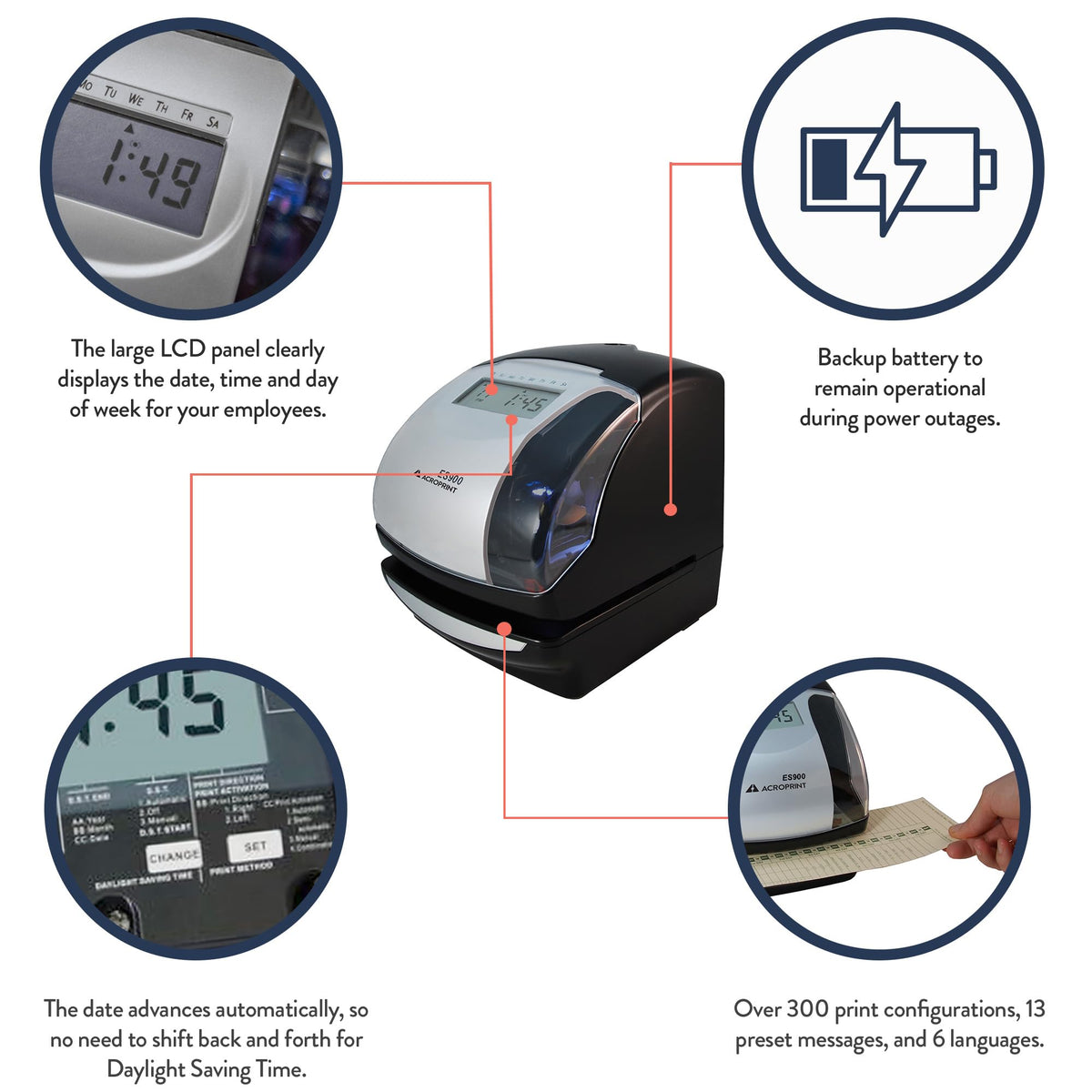 Acroprint ES900 Electronic Payroll Recorder/Time Stamp/Numbering Machine
