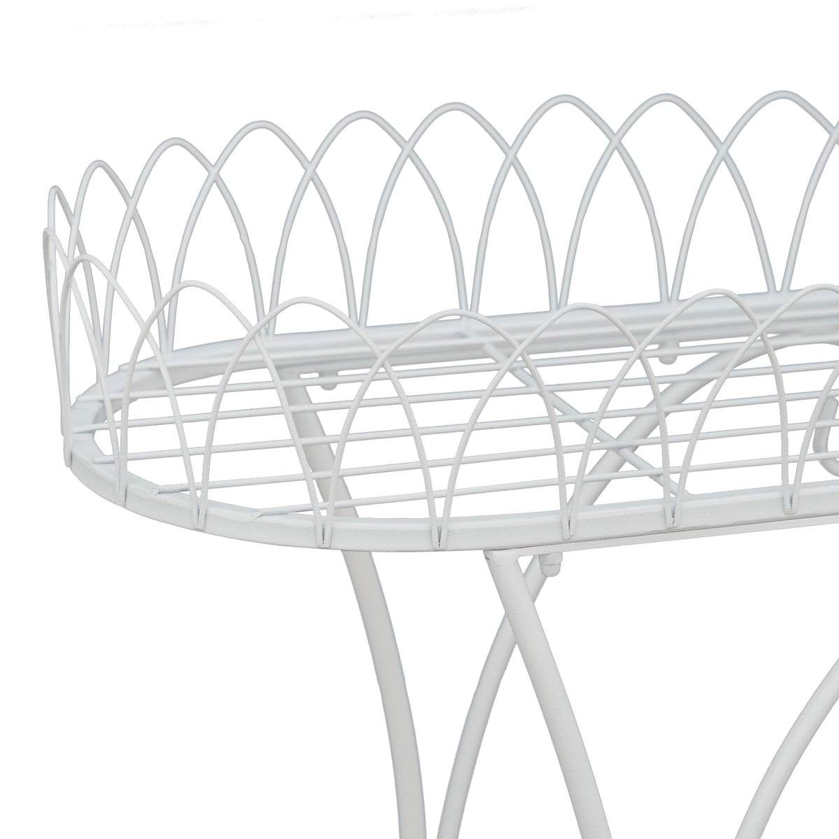 White Oval Plant Stand with Lattice Base, French Entryway Decor for Plants, Elegant Floor Flower Pot Holder Garden Decoration