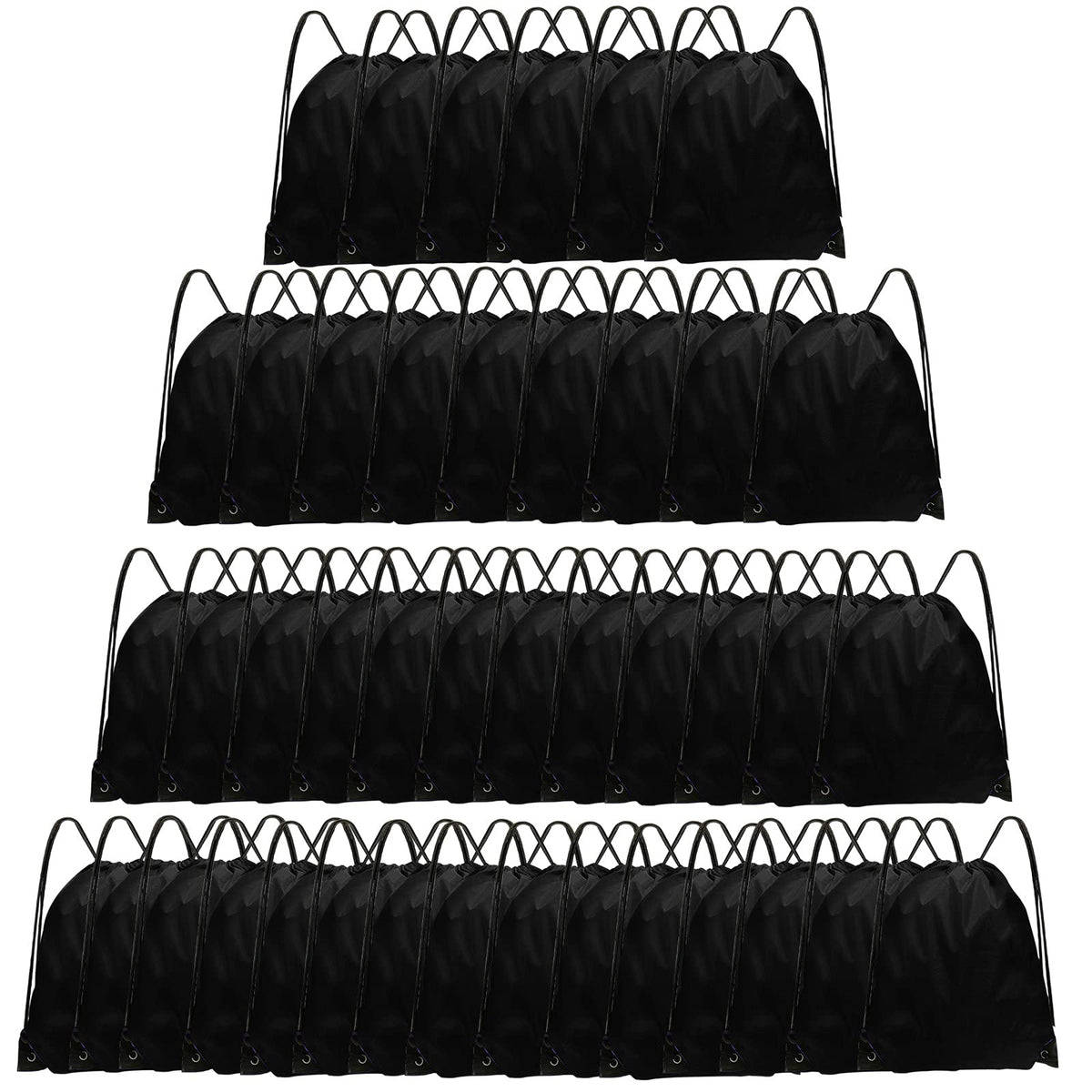 Grneric Drawstring Backpack Bulk 42 Pcs String Backpack Drawstring Bags Cinch Bag Sackpack for Men Women Gym (Black)