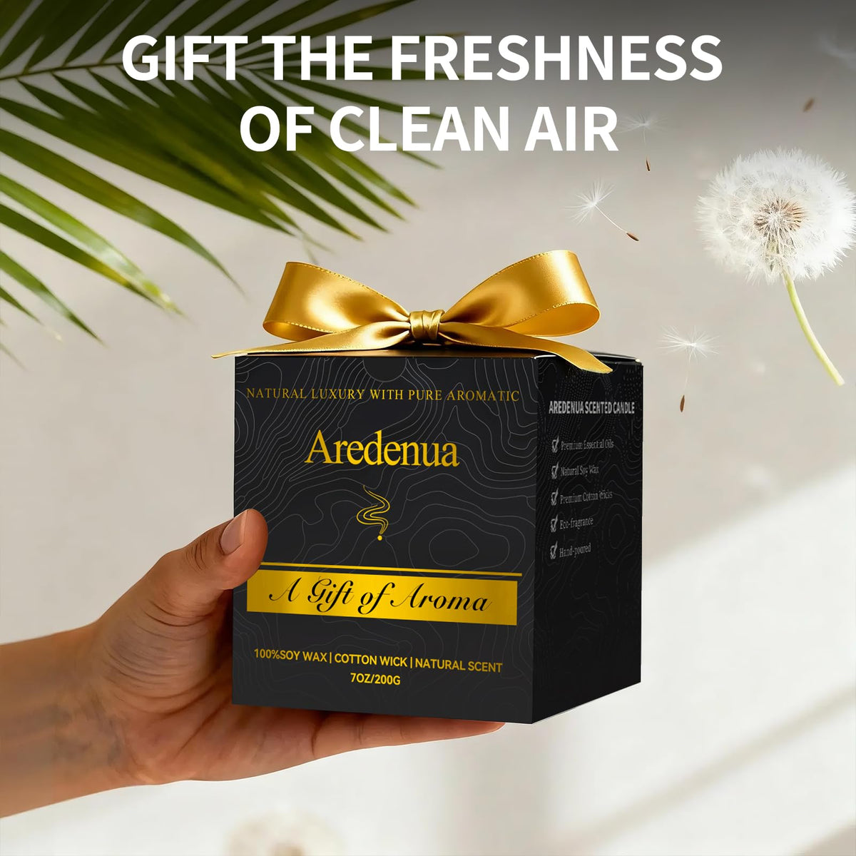 Aredenua Sweet Orange Bergamot Odor Eliminating Candle | Eliminates 95% of Pet, Smoke & Bathroom Odors | 7oz Hand Poured Non-Toxic Soy Candle | Air Freshening Scented Candle for Positive & Relaxation