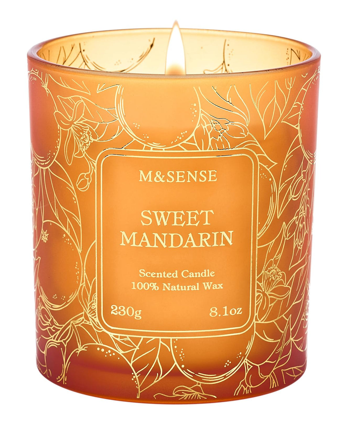 M&SENSE Sweet Mandarin Soy Candle, No Toxin Refreshing Fragrance, 8.1oz 42-Hour Long Burning, Bright Refreshing Citrus, Summer Housewarming Gift