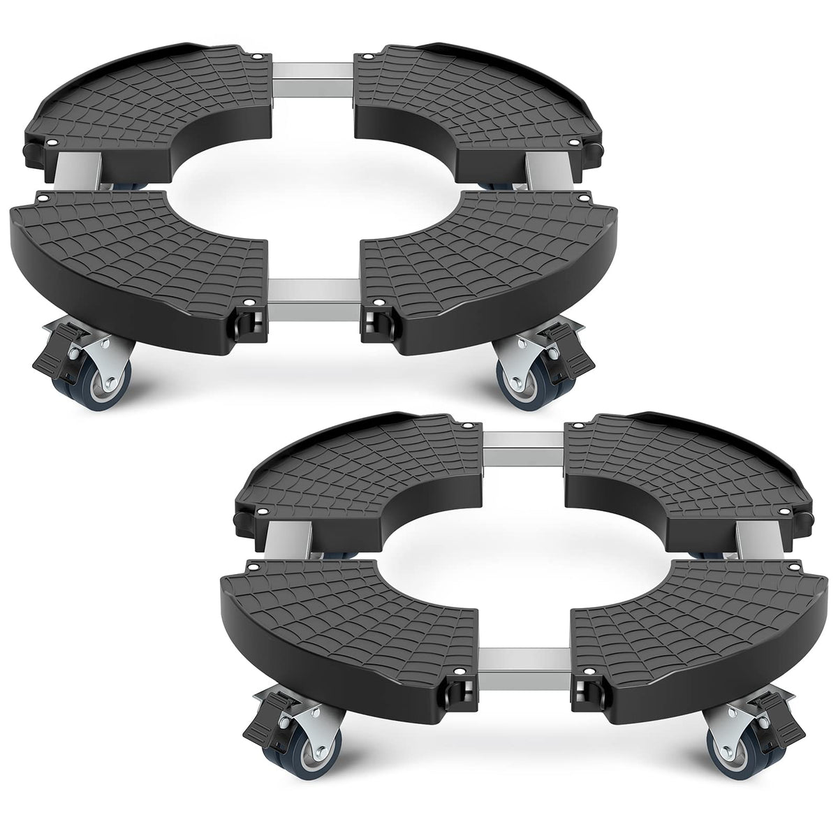 VANCASTLE Plant Caddy with Lockable Wheels Heavy Duty 450lbs Capacity, 15-22 Inch Adjustable Plant Stand with Wheels Rolling base, Plant Dolly for Flower Pot Mover Indoor Outdoor, Black, 2 Pack