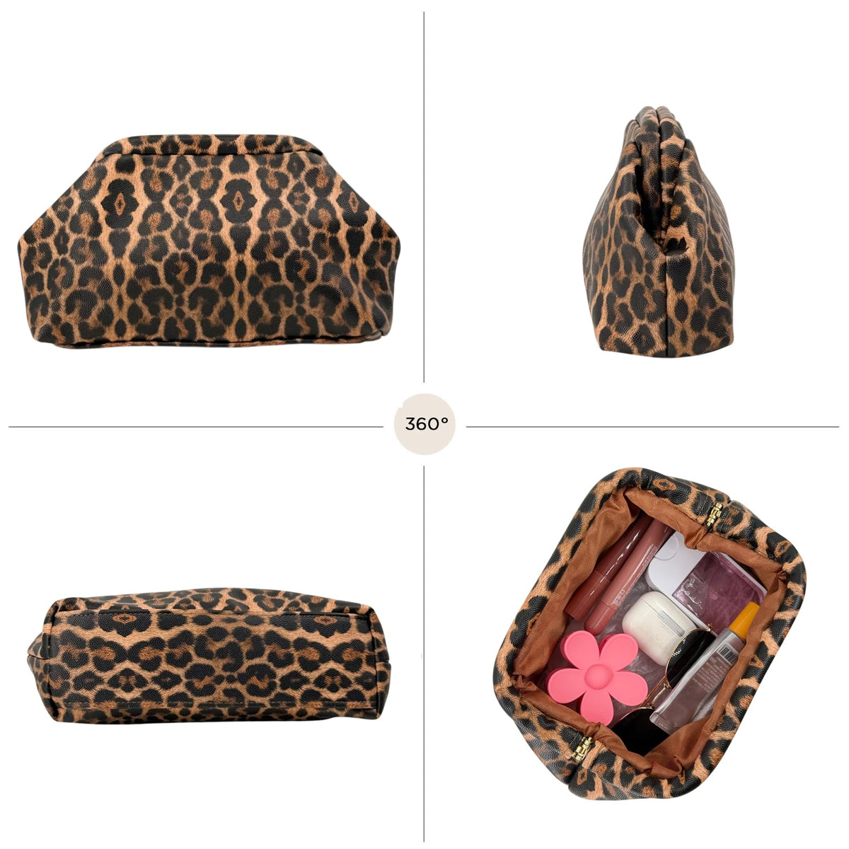 Stizimn Women's Evening Cloud Clutch Bag, Crocodile Leopard Sequin Denim Cow Print Moroccan for Party Wedding Prom (Leopard Print)