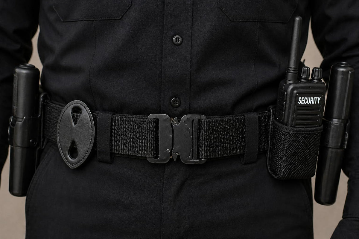 JAY-PEE Teardrop Leather Badge Holder with Belt Clip, Tactical Black Leather Carrier with Hook and Loop Closure, Belt Mounted Law Enforcement Badge Holder, Security Duty Gear Accessory, Made in USA