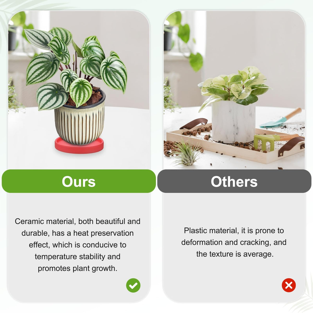 M METERXITY 2-Pack Ceramic Plant Saucers, 4.3 Inch ID Flower Pot Plant Saucers for Indoor/Outdoor, Round Flowerpot Drip Tray [4.7 Inch OD, Red]