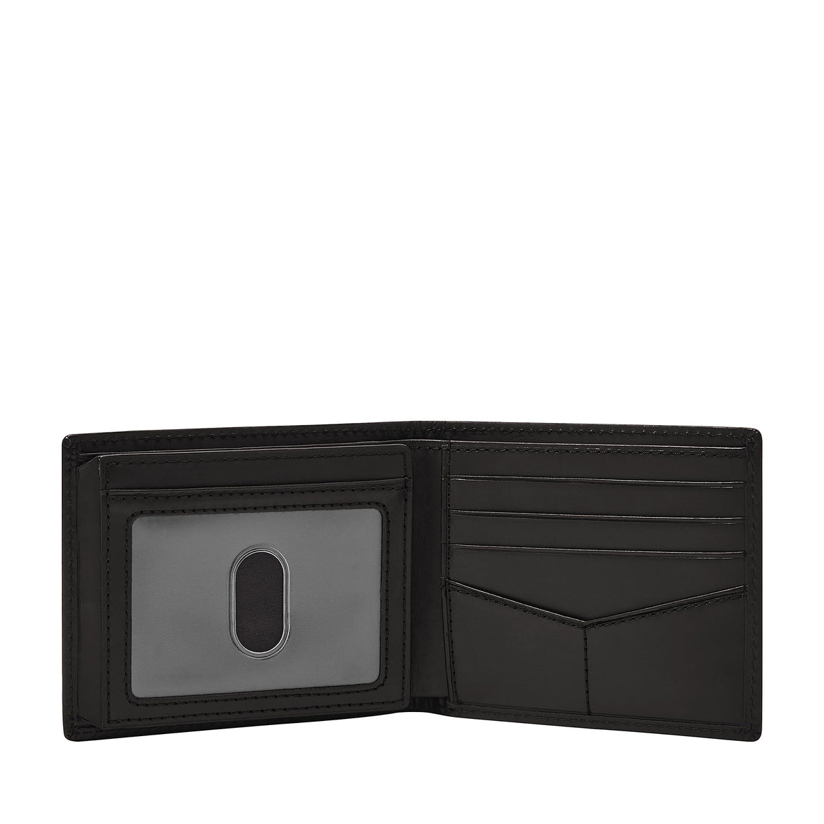 Fossil Men's Wallet, Derrick Leather RFID-Blocking Wallet, Bifold with Flip ID, Black