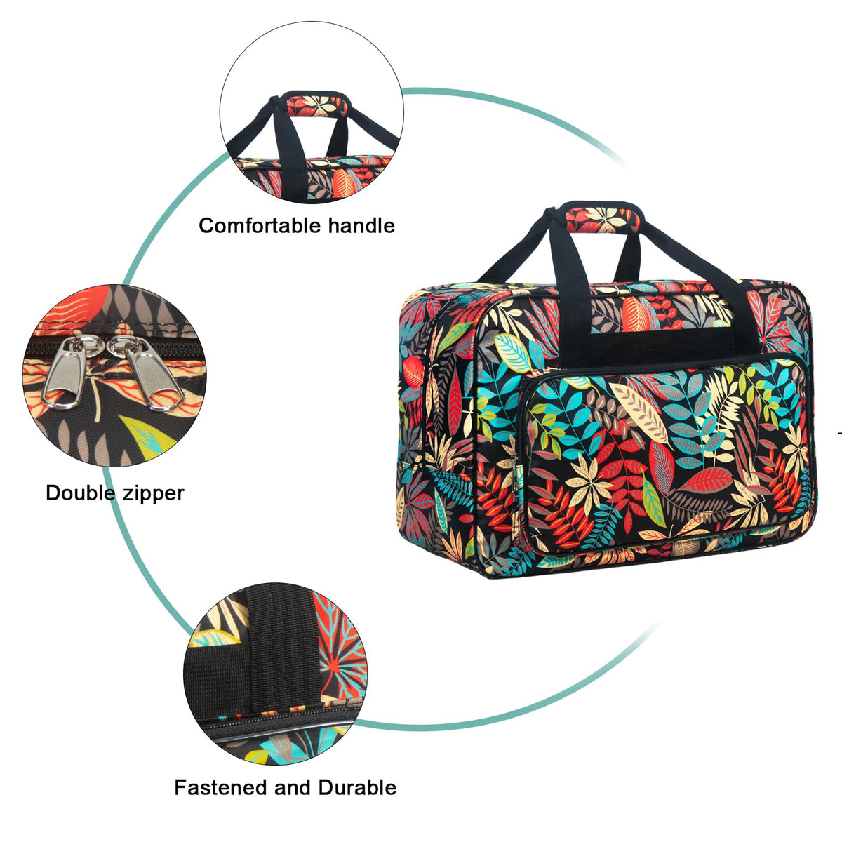 Haroranax Sewing Machine Carrying Case，Sewing Machine Carrying Case Tote Bag，Universal Tote Storage Bag with Pockets and Handles, Suitable for Most Standard Singer, Janome (Black)