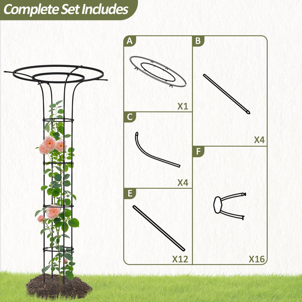Trellume Trellis for Climbing Plants Outdoor - 69"(H), Expandable and Rust-Proof Metal Plant Support, Easy Installation, Garden Trellis for Potted Roses, Vines, Jasmine(2 Pack)