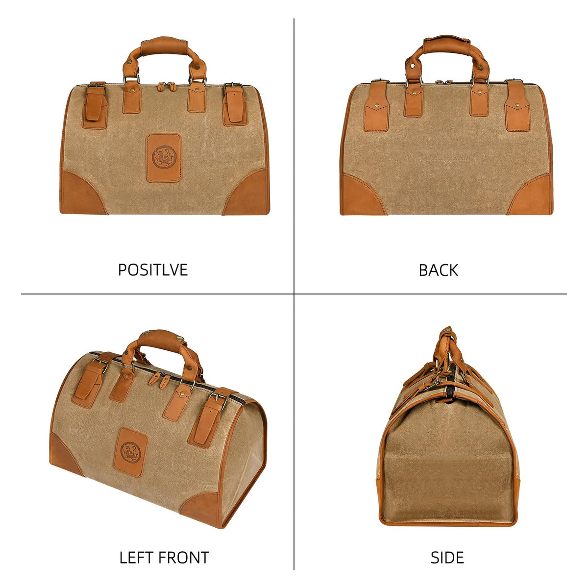 Handadsume Water Resistant Canvas + Leather Travel Luggage Tote Duffle Gym Suitcase Weekender Overnight Bag For Men Male FB8151 (A-Brown)