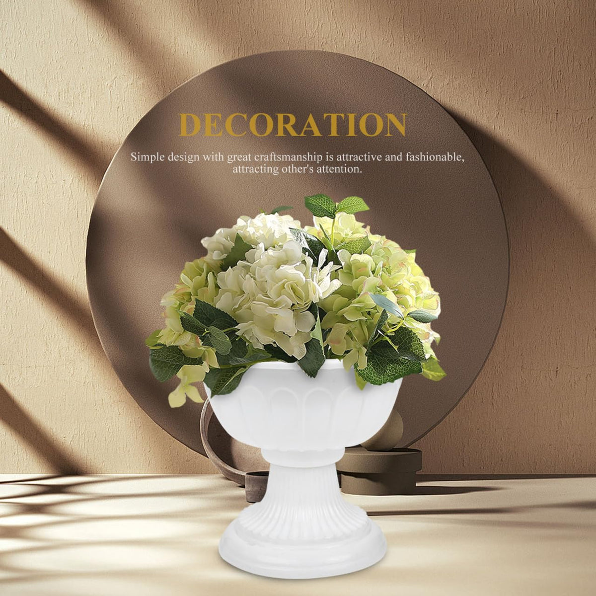 BESPORTBLE Roman Flower Pot: Decorative Plastic Flower Pots Roman Plant Containers Small White Urn Planters for Wedding Centerpiece Home Balcony Decor, 6.24 * 5.5inch