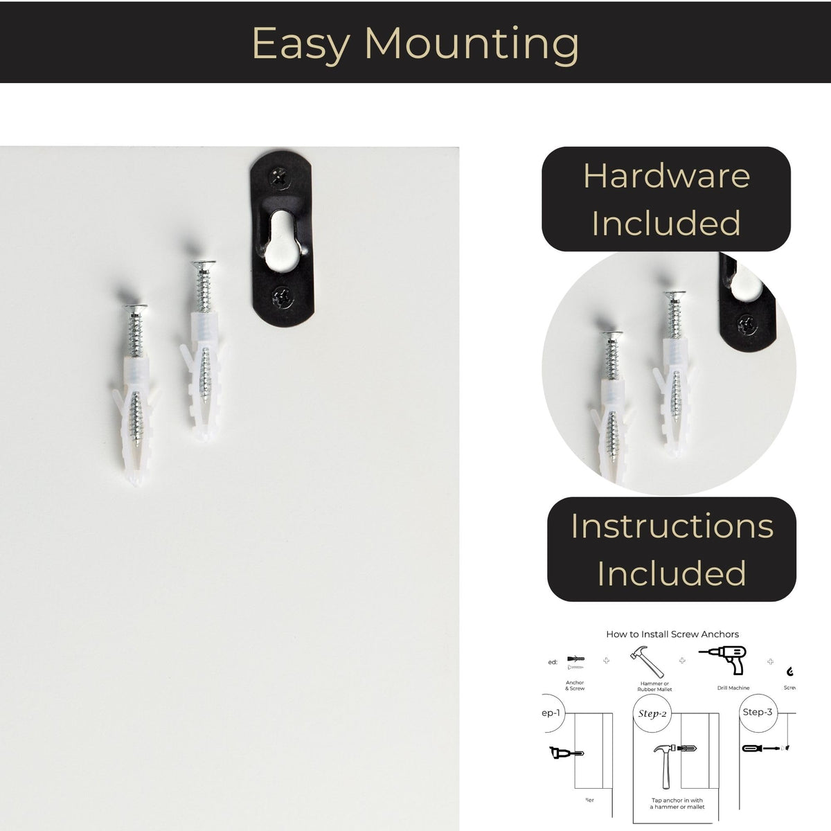 BLU MONACO | Wall Mount Key Holder with Mail Organizer | Wooden Command Center with 3 Hooks and 2-Tier Letter Pockets | Entryway Mail Sorter & Key Rack | White Geometric Wall Organizer for Office Home