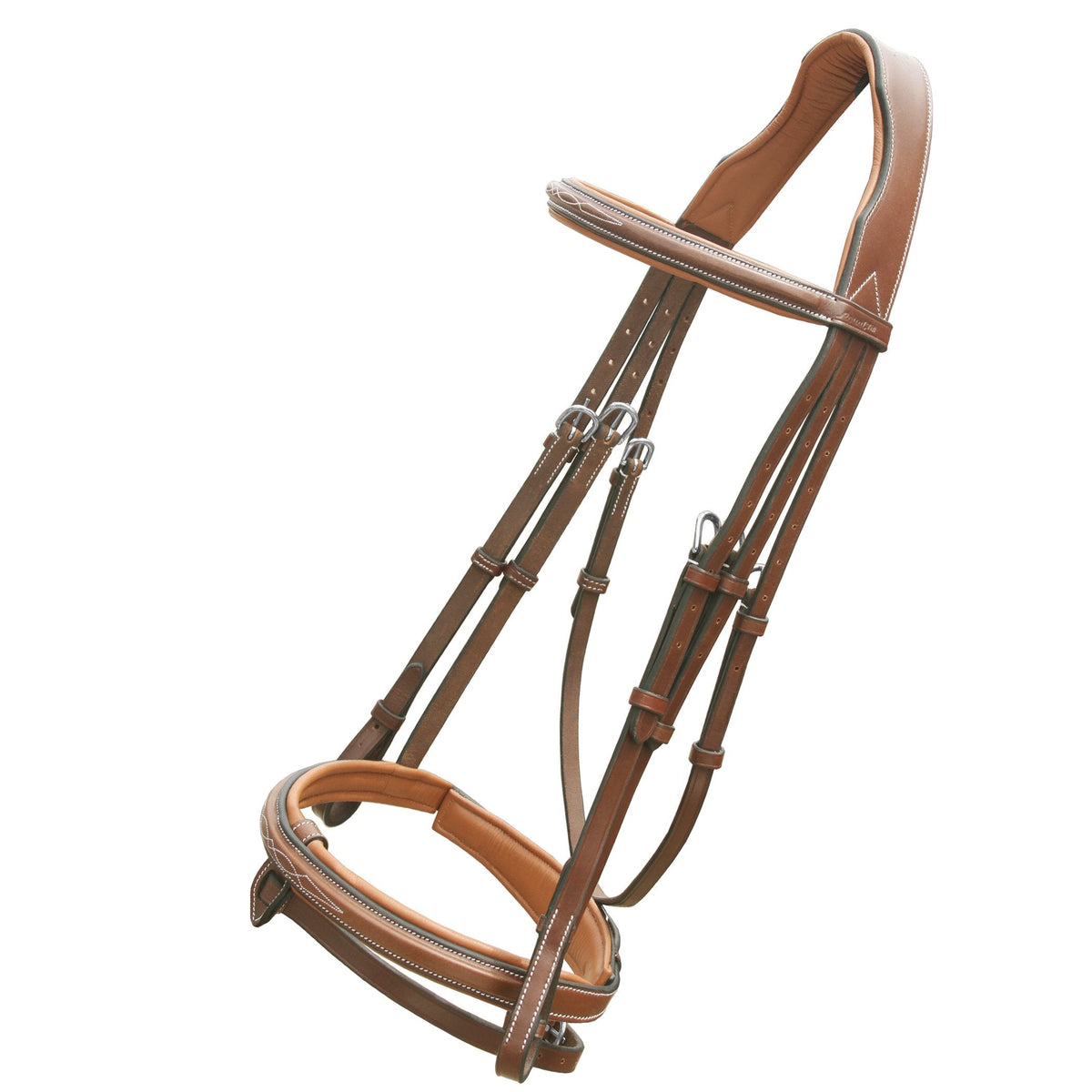 ExionPro Anatomical Snaffle Jumping Bridle for Horses with Removable Flash Noseband & Rubber Reins – Premium Vegetable-Tanned Leather, SS Buckles, Padded MonoCrown, Designer Stitching