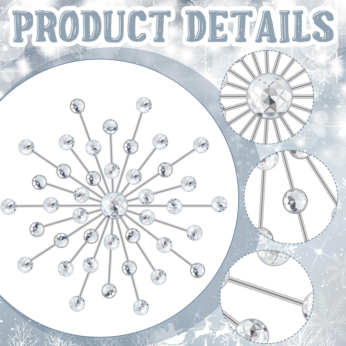 Barydat 6 Pcs Metal Starburst Wall Decor Bling Crystal Wall Art Rhinestone Sunburst Home Decoration No Punch Starburst Hanging Diamond Accents for Living Room Bedroom(25cm, 20cm, 15cm,Silver)