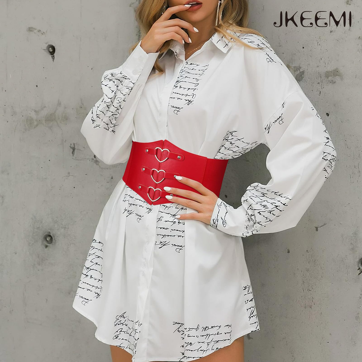 JKEEMI Women Corset Belt Metal O-Ring Heart-Ring Wide Elastic Waspie Waist Belt for Daily Cosplay Halloween Costumes