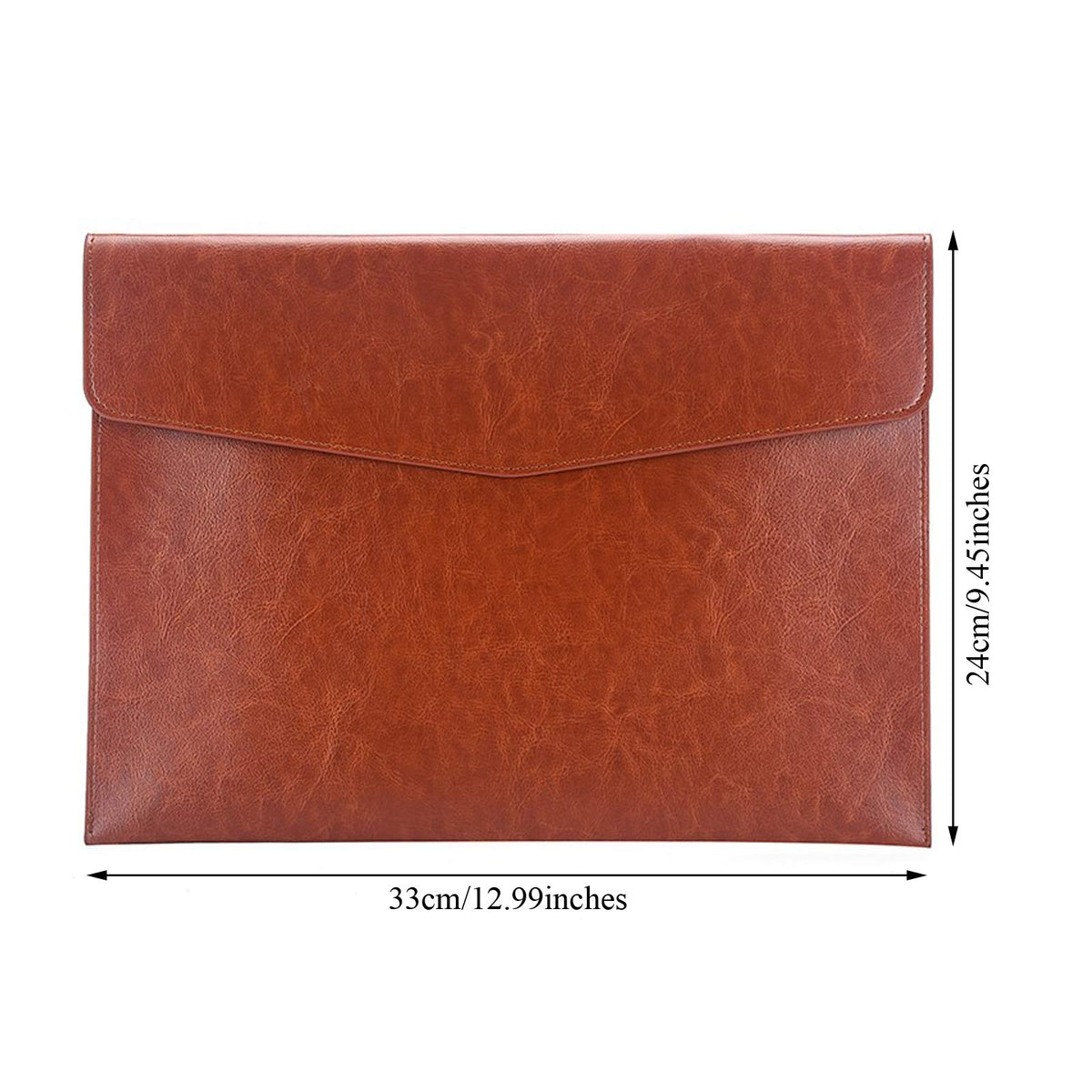 Enyuwlcm PU Leather A4 File Folder Document Holder Envelope Folder Case with Snap Closure for Receipt Contract Black&Brown