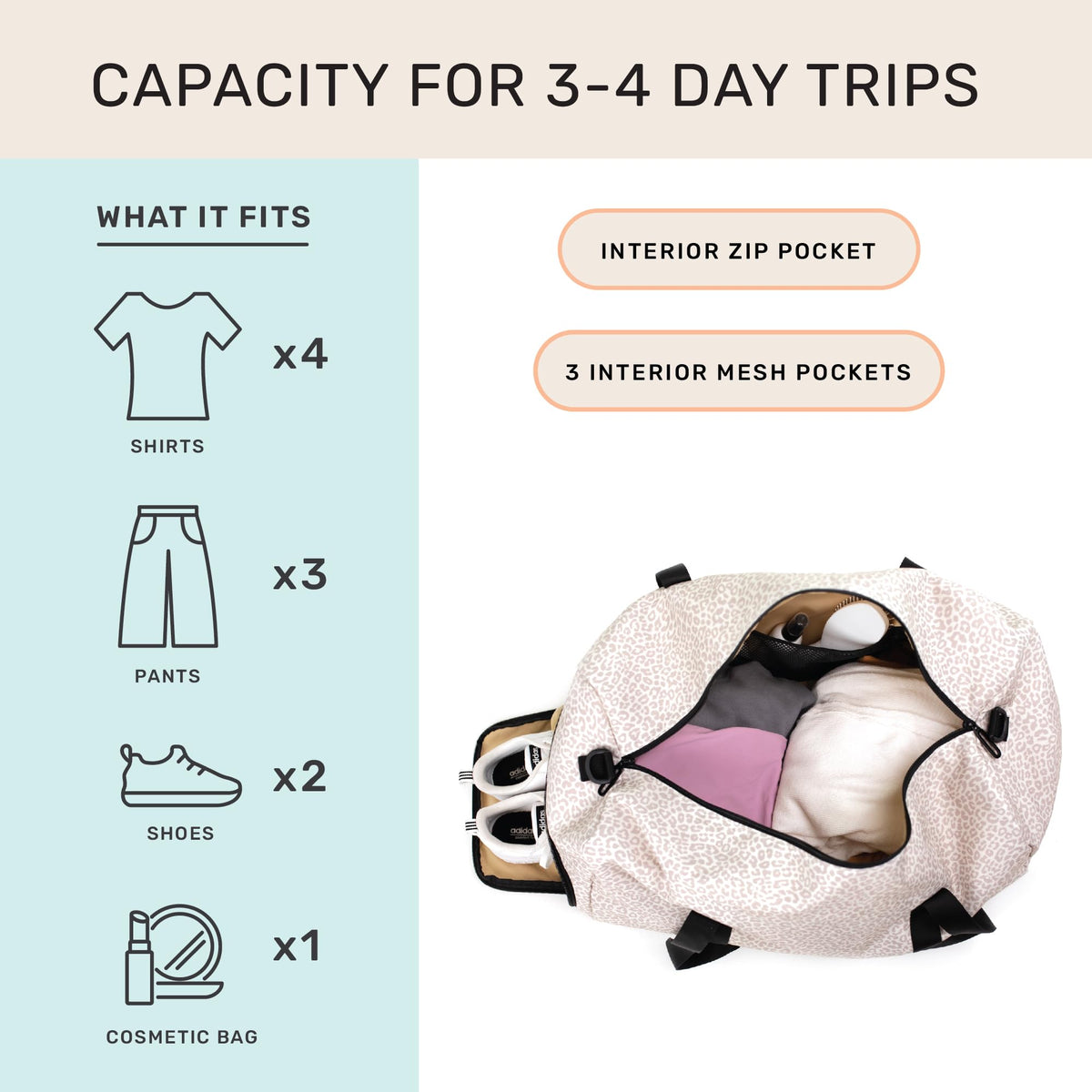 Jadyn 22" Women's Large Duffel/Weekender Bag with Shoe Pocket, Travel Bag