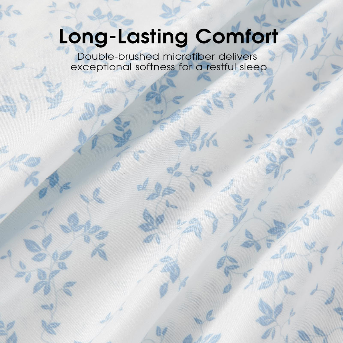 FreshCulture Floral Bed Sheets - Ultra Soft King Size Sheets Set - Brushed Microfiber Blue Floral Sheets - Deep Pockets - Easy Care - Hotel Luxury 4 Piece Flower Printed Sheets King, Lille