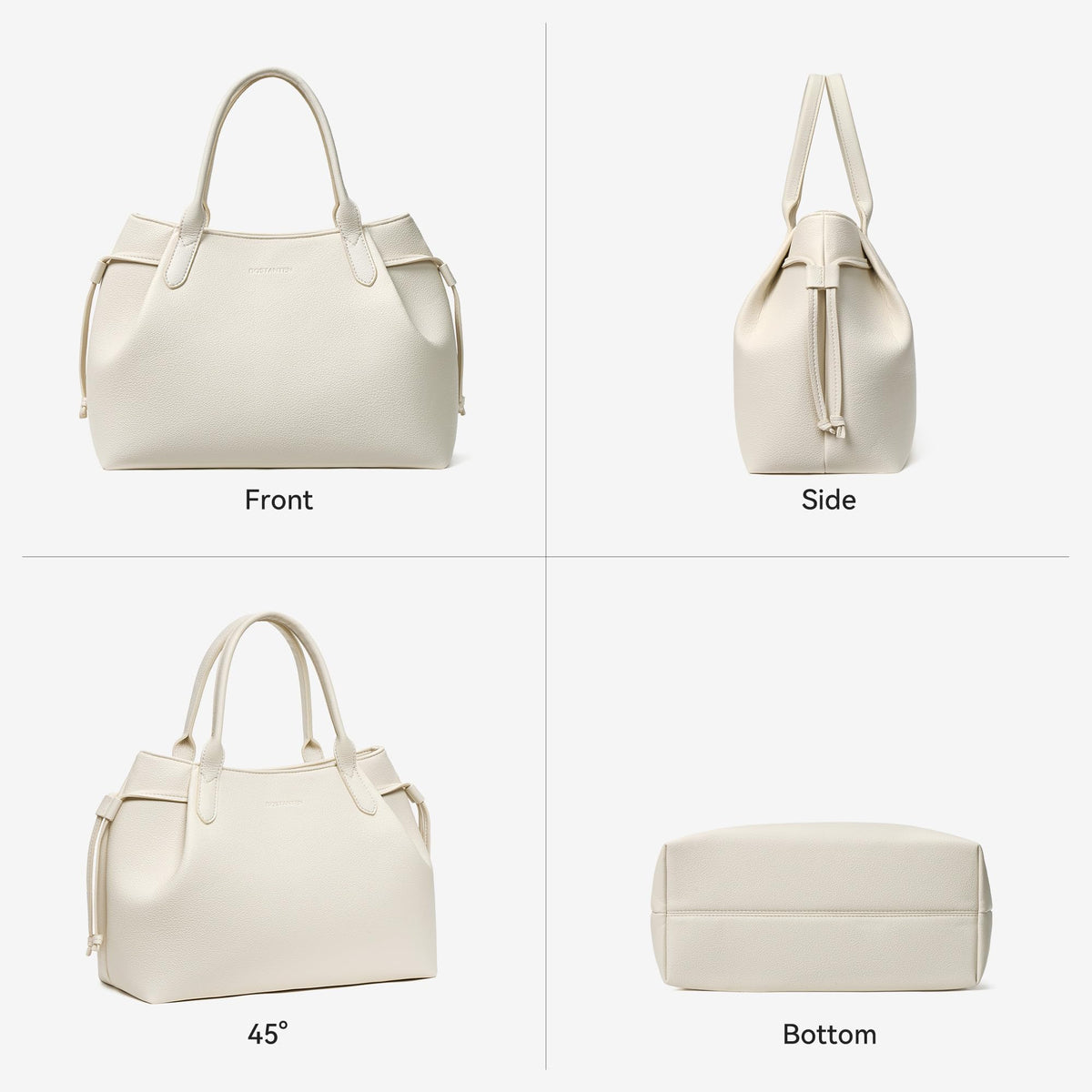 BOSTANTEN Silk Scarf Satchel bags Vegan Leather Purses for women Medium Work Tote bag with Removable Strap Off White