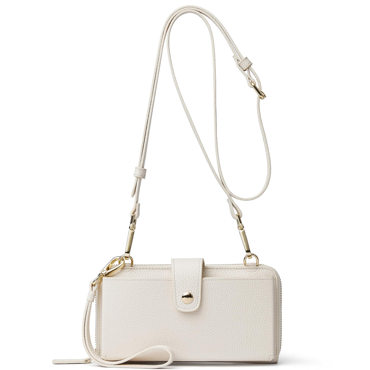 DORIS&JACKY Small Crossbody Cellphone Bags for Women, Mini Leather Wristlet Wallet Clutch Purse With Two Detachable Straps (2-White)