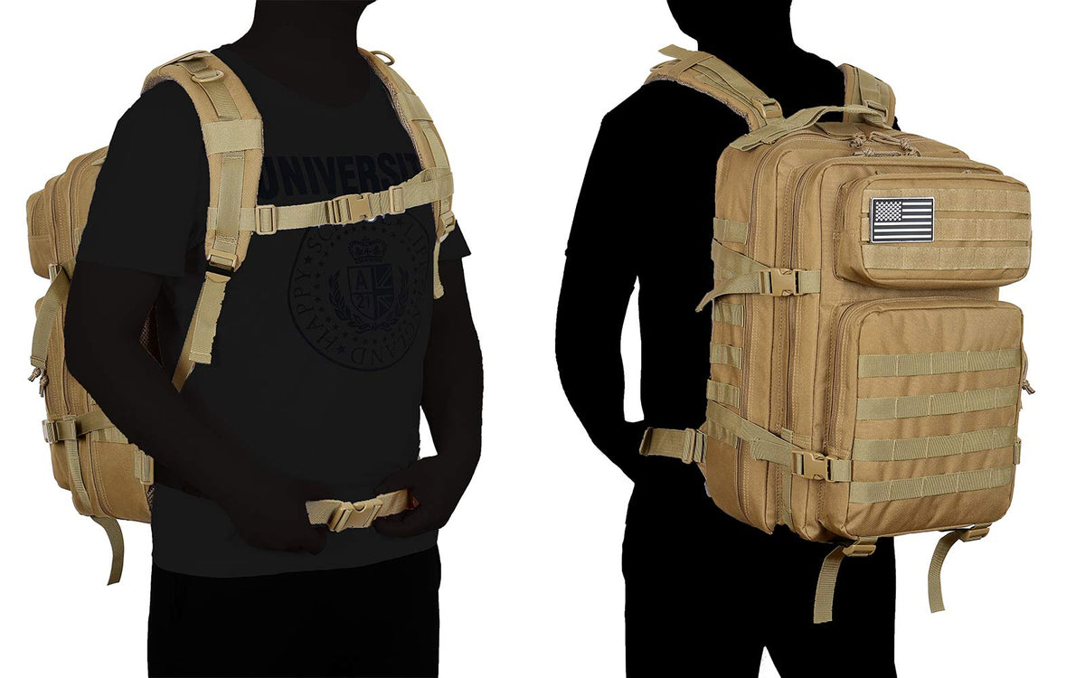 QT&QY 45L Military Tactical Backpacks Molle Army Assault Pack 3 Day Bug Out Bag Hiking Treeking Rucksack