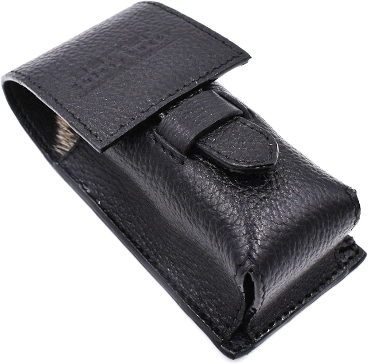 Parker Genuine Leather Shaving Brush Case – Handmade Black Travel Holder for Standard Badger, Boar & Synthetic Brushes