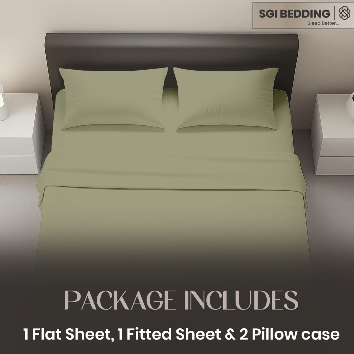 SGI bedding Full Size Moss Soft Brushed Luxury Microfiber 4 Piece Sheet Set- Easy Care, Super Soft & Breathable Cool 15" Deep Pocket Fade Wrinkle Stain Resistant