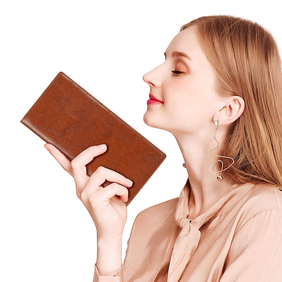 Lavemi Ultra Slim Thin Leather Women Wallet RFID Blocking Credit Card Holder Bifold Long Ladies Billfold (2-Waxed Brown)