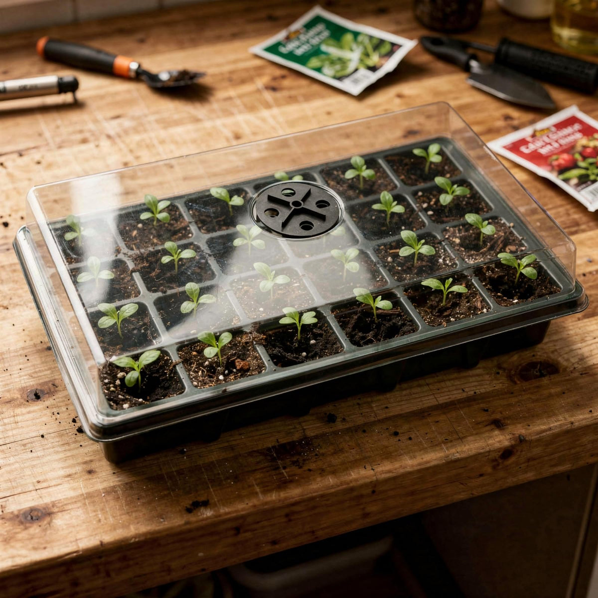 24XL Cell Seed Starter Tray with Dome, 5-Pack 2" Plug Seedling Trays (Total 120 Cells), Plant Germination Tray with Humidity Vented Lid and Base, Mini Propagator Plant Greenhouse for Seed Growing