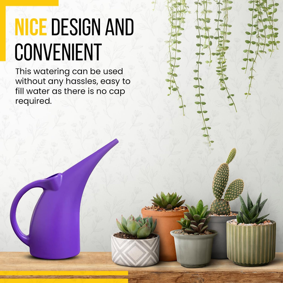 KP Kool Products Watering Can 1/2 Gallon - Small Watering Can for Indoor Plants - Outdoor Watering Can - Purple Plant Waterer - Plastic Watering Can for Garden - 1 Pack