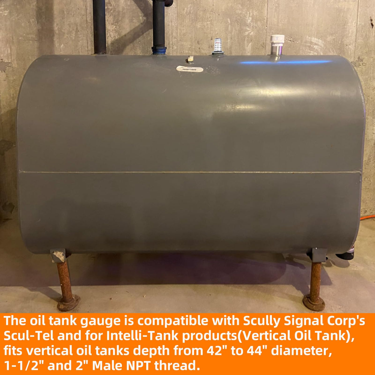 Oil Tank Gauge Fuel Oil Tank Level Gauge,Float Level Measure Compatible with Scully Signal Corp's Scul-Tel & for Intelli-Tank (Vertical) Depth from 42" to 44" Diameter,1-1/2" and 2" Male NPT Thread