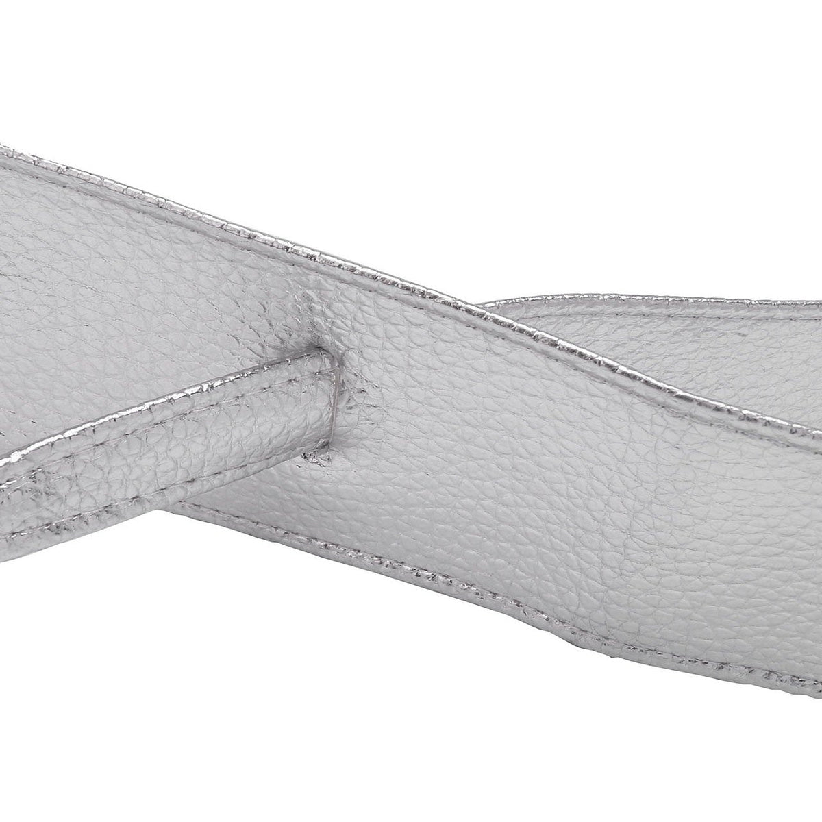 Ayliss Women Soft Leather Obi Belt Self Tie Wrap Cinch Belt,Silver