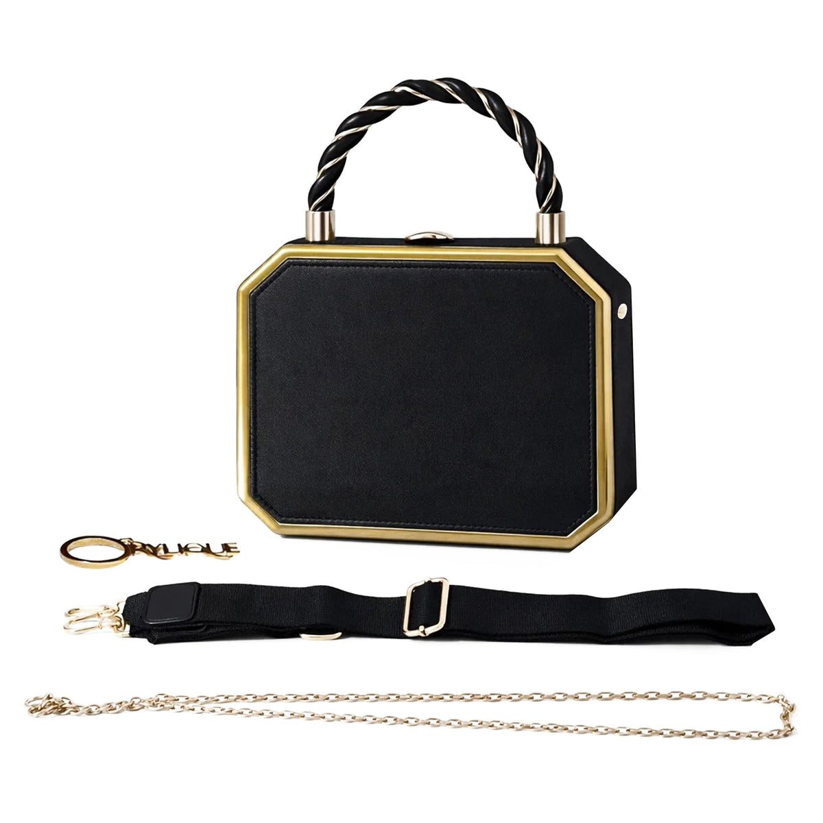 Purses For Women, Trendy Cross Body Bag For Woman, Shoulder Purse, Faux Leather Crossbody Bag, Top Handle Purses for Lady, Handbags - Clutch Evening Purse With Interchangeable Straps (Black)