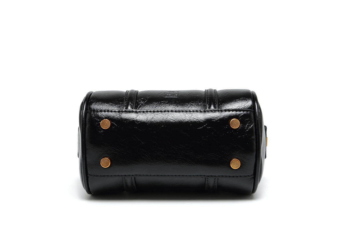 Women's handbag Boston bucket bag single shoulder top handle bag Fashion designer crossbody bag crossbody bag (black)