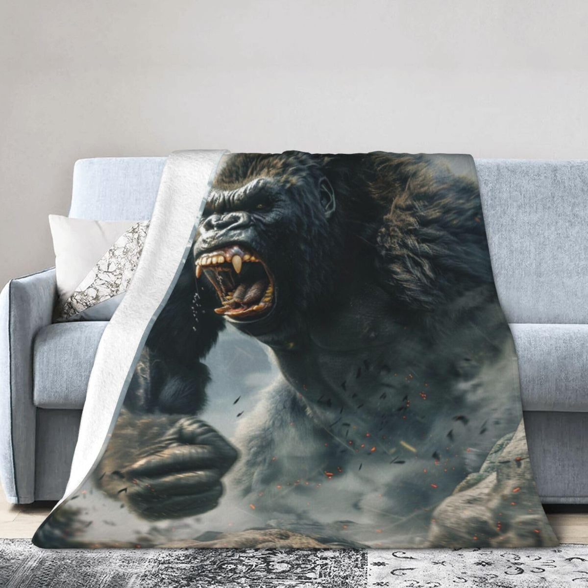 Qycazzw Giant Gorilla Blanket Gifts for Women Girls Kids, Cute Gorillas Throw Blankets, Soft Cozy Flannel Throws for Sofa Couch Bedroom Decor 50x60in