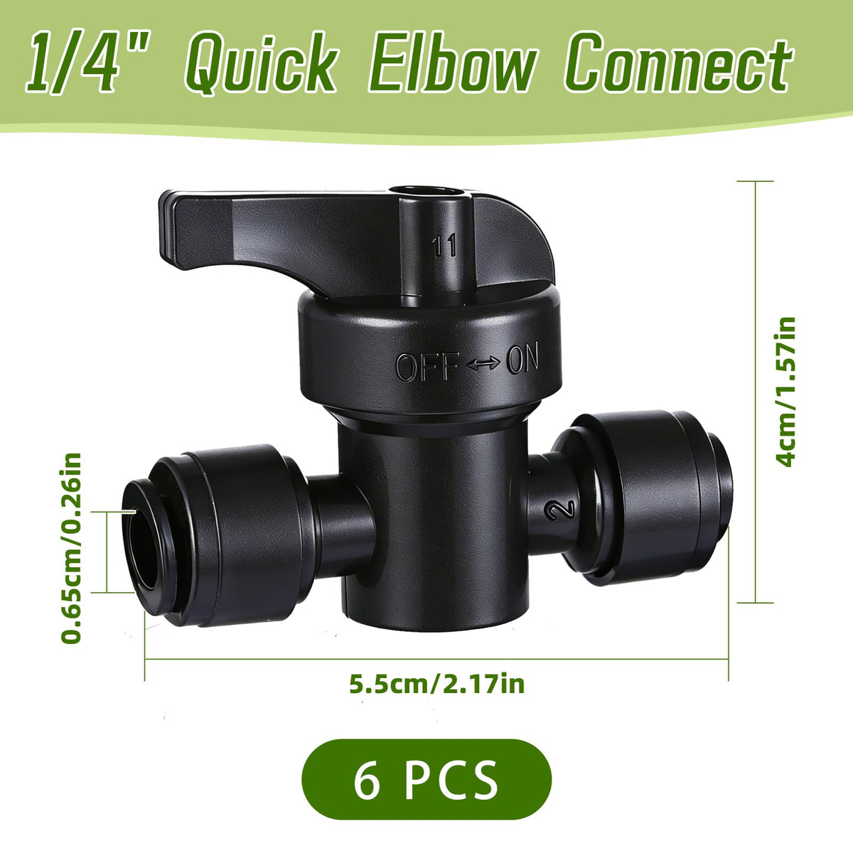6 Pack Quick Connect 1/4" Drip Irrigation Shut Off Valve Fittings, Push-to-Fit Drip Irrigation Switch Valve Connectors for 1/4 Inch Drip Tubing,Anti-Leak Connectors for Garden Irrigation System