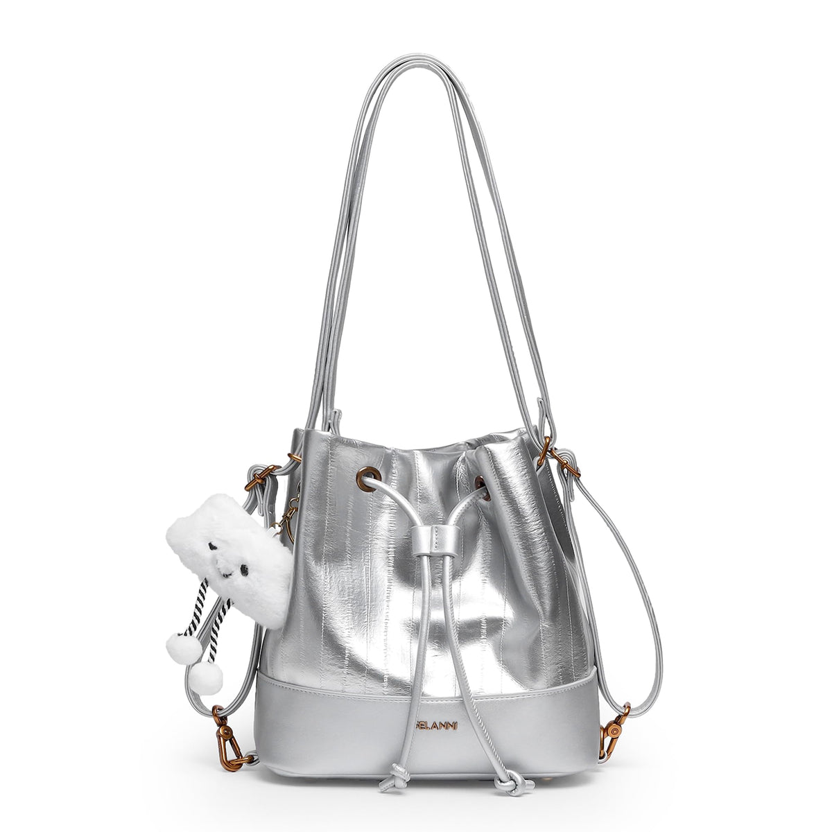 Hobo Bucket Bags for Women PU Leather Trendy Shoulder Purses Small Crossbody Bag 2025 Fashion Daily Convertible Backpack Purse with Adjustable Strap Sliver