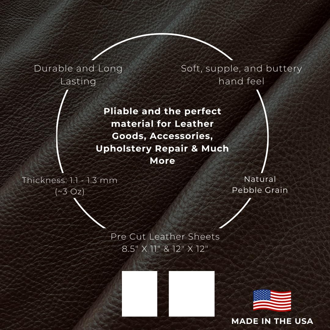 Natural Grain Cow Leathers: 12'' x 12'' Pre-Cut Leather Pieces (Pink, 1 Piece)