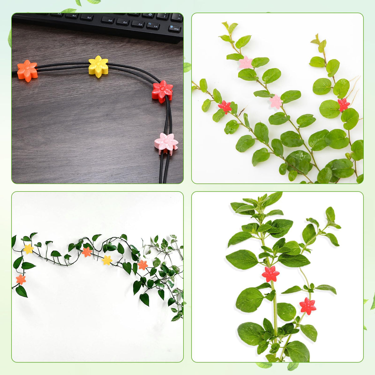 M METERXITY 100 Pack Plant Wall Clips, Self-Adhesive Plant Climbing Wall Clips Fixer with Acrylic Adhesive Sticker for Vine Support/Indoor/Outdoor Decor [Plum Blossom-Pink]