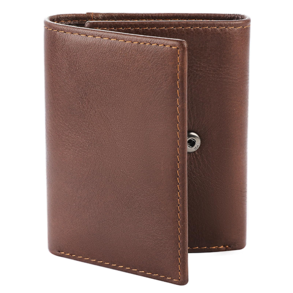 Woltic W Trifold Top Grain Slim Leather Wallet for Men Front Pocket Wallet with RFID Blocking,2 Cash Holders 2 ID Windows, 8 Credit Card Slots, Classic Style Gift For Men (Coffee Brown)