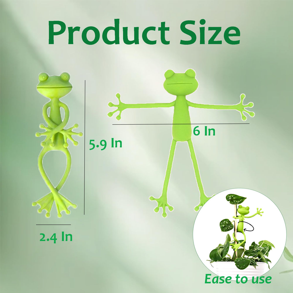 YQCBSU 2025 New Bendable Frog Moss Pole, Monstera Plant Stakes, Plant Support for Climbing Indoor Plants, Wall Clips for Potted Climbers, Plant Accessories for Gardening or Cable Management (6 Pcs)