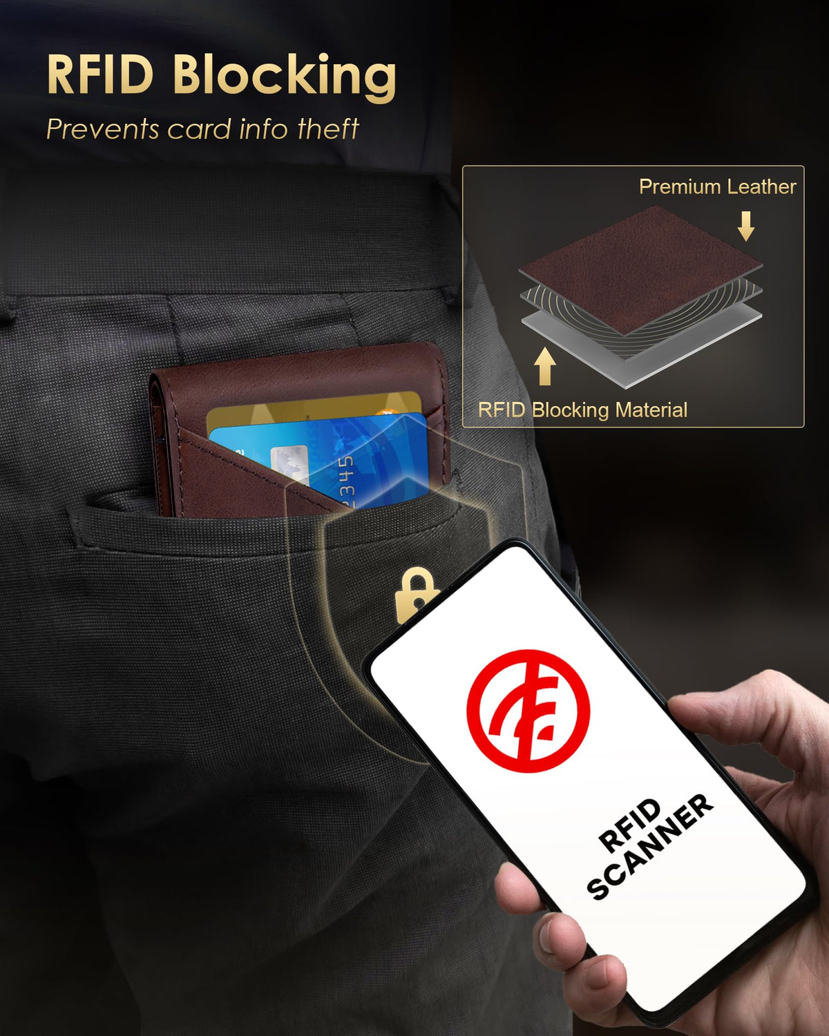 QLD Wallet for Men - RFID Blocking [Functional & Practical] Bifold Slim Minimalist Credit Card Holder Pop Up Metal Case with Cash Slot, Front Pocket with ID Window, Gift Boxed