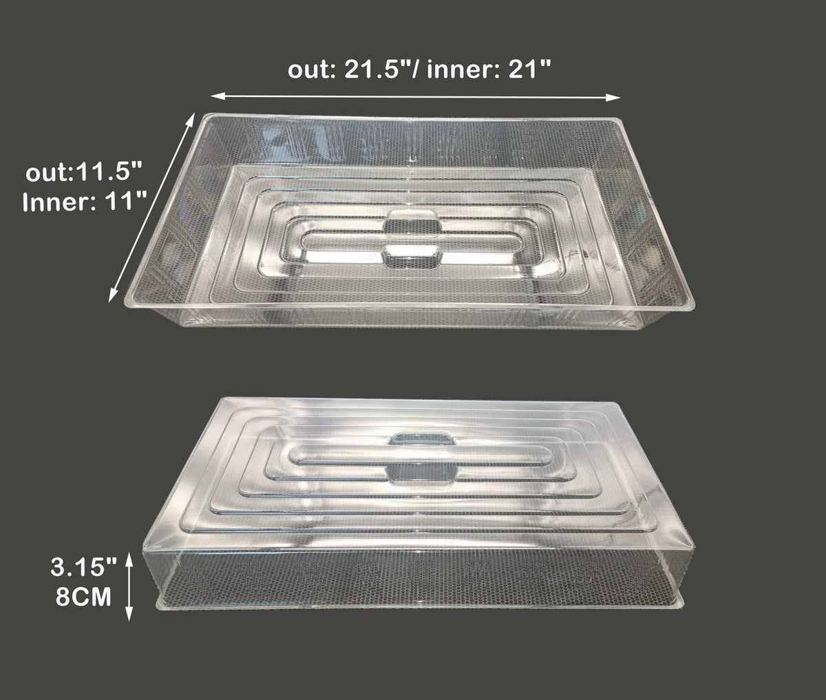 RooTrimmer 10 Pcs Humidity Dome, Plastic Clear Seed Starter Dome 1020 Tray Covers Humidifying and Insulating for Greenhouse Germination and Garden Growing (21.5"×11.5", 3.15" Height, 10-Pack)