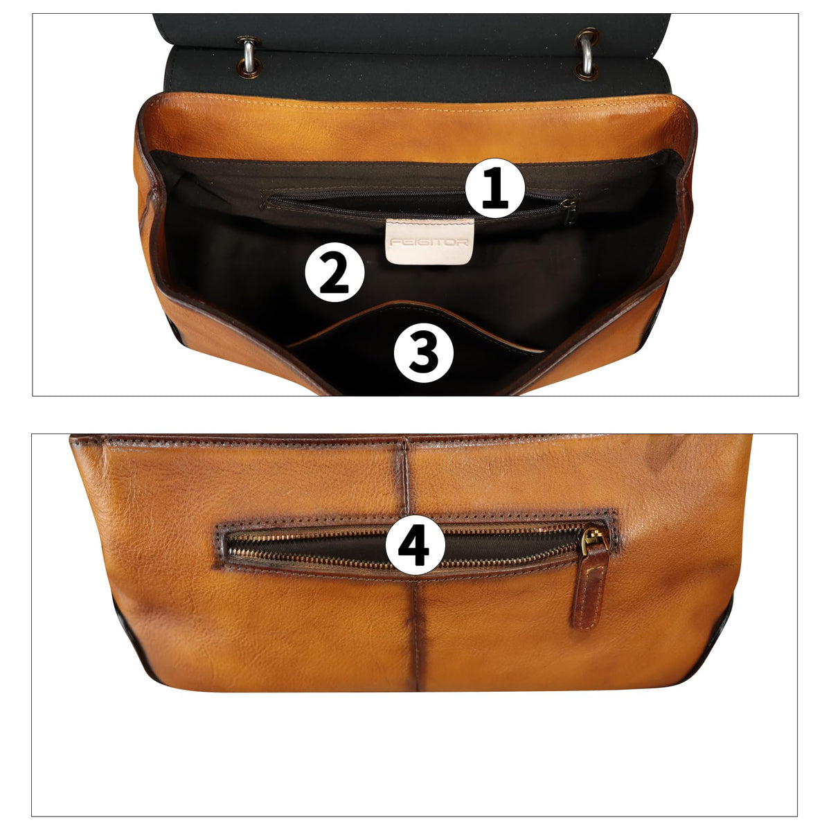 Genuine Leather Satchel for Women Vintage Leather Handbag Top Handle Bags Handmade Retro Purse Crossbody Bag (Brown+Coffee Flap)