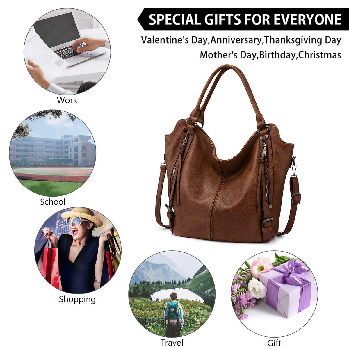 Tote Bag for Women PU Leather Shoulder Bags Fashion Hobo Bags Large Purse and Handbags with Adjustable Shoulder Strap