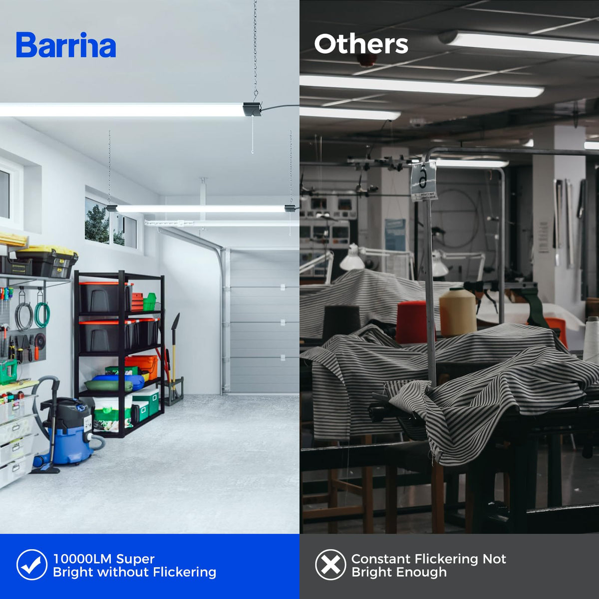 Barrina BS84 LED Shop Lights, 84W, 10000LM, 6500K, 4FT, Aluminum, 10 Packs, Pull Chain, ETL Certified