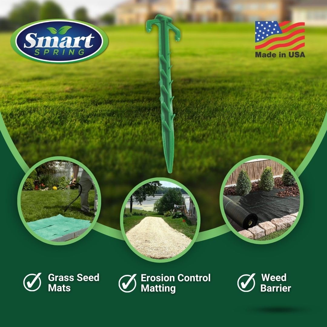 Made in U.S.A. Heavy Duty 6 inch Garden Stakes - Stronger Holding Power vs Metal Landscape Stakes Biodegradable Over Time (No More Rusting Metal) (6 inch, 12, Stakes)